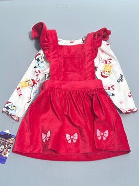 Bluey Toddler Girls' 2pc Christmas Long Sleeve T-Shirt and Dress Set - Red 12M
